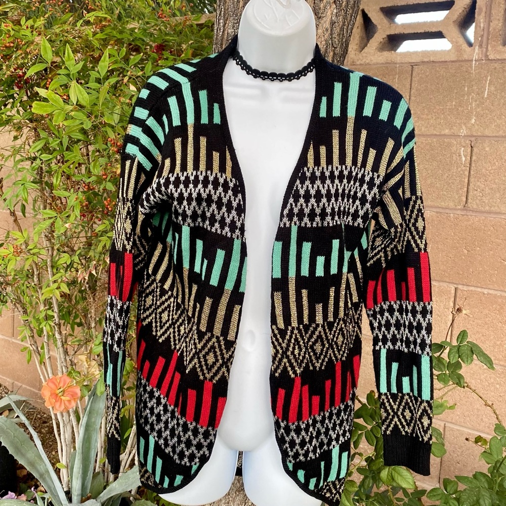 Hot & Delicious Black Pattern Aztec Cardigan
